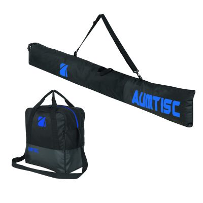 AUMTISC Ski and Boot Bag Combo for Air Travel Flying, Padded Snow Ski Bags Two-Piece, Waterproof Ski Boot Bag Set for Skis Up to 200cm and Boots Up to Size 13 (Extra-Padded, Blue)