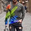 long sleeve tee shirts for men 2023 Mens Tshirts Graphic Print Causal Long Sleeve Tie Dye Pullover Shirts Workout Crewneck Sweatshirts Trendy Clothes mens tshirts cotton loose fit graphic Gray M view 2