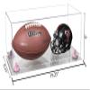 Better Display Cases Acrylic Full Size Football and Mini Helmet Display Case with Clear Case, Pink Risers and Clear Base 19.25" x 8.25" x 8" (B47/A103) view 2