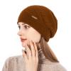 QUEENFUR Knit Slouchy Beanie Hats for Women Cashmere Ski Cap Knitted Wool Soft Warm Winter Hat (B19-Coffee) view 2