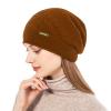 QUEENFUR Knit Slouchy Beanie Hats for Women Cashmere Ski Cap Knitted Wool Soft Warm Winter Hat (B19-Coffee) view 4