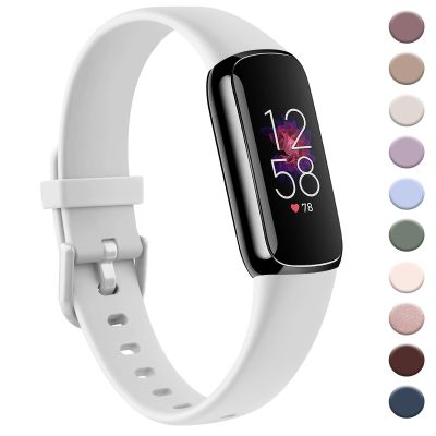 AK Sport Band Compatible with Fitbit Luxe Bands for Women Men, Soft Silicone Replacement Sport Straps Wristbands for Fitbit Luxe Fitness and Wellness Tracker (Large,White)