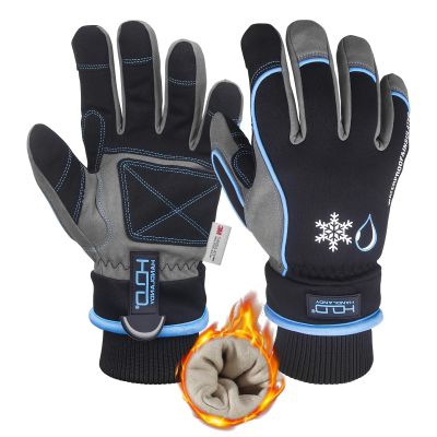 KONGOUARD Waterproof Winter Work Gloves for Men Women, 3M Thinsulate Thermal Ski Touch Screen Warm Freezer Gloves (Blue, M)