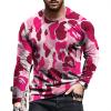 long sleeve tee shirts for men 2023 Mens Shirts Long Sleeve Casual Stylish Camouflage Print Workout Crewneck Sweatshirts Loose Fit Camo Pullover Tees muscle shirts for men 3xl Pink M view 2