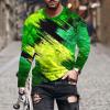 long sleeve tee shirts for men 2023 Mens Long Sleeve Shirt Casual Tie Dye Crewneck Sweatshirts Loose Gym Workout Pullover Fashion Graphic Tee Shirts mens tshirts cotton loose fit 3xl Green 4X view 2
