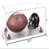 Better Display Cases Acrylic Full Size Football and Mini Helmet Display Case with Clear Case, Purple Risers and Clear Base 19.25" x 8.25" x 8" (B47/A103) view 2