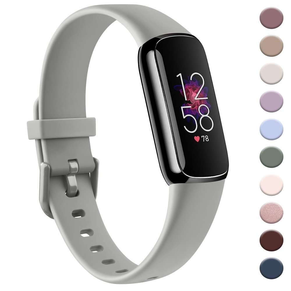 AK Sport Band Compatible with Fitbit Luxe Bands for Women Men, Soft Silicone Replacement Sport Straps Wristbands for Fitbit Luxe Fitness and Wellness Tracker (Small,Gray)
