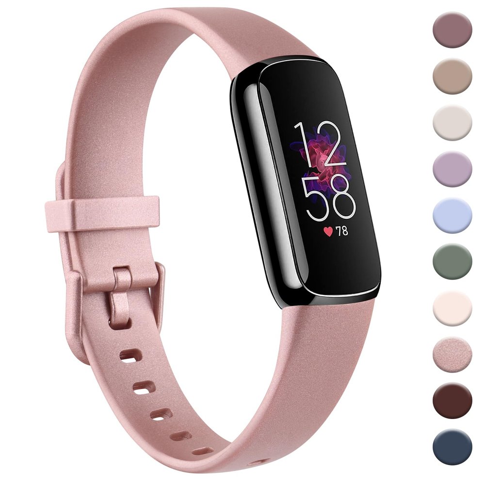 AK Sport Band Compatible with Fitbit Luxe Bands for Women Men, Soft Silicone Replacement Sport Straps Wristbands for Fitbit Luxe Fitness and Wellness Tracker (Small,Rose Gold)