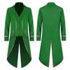 Men's Steampunk Vintage Tailcoat Jacket Gothic Medieval Victorian Frock Button Down Swallow Coat Uniform Halloween Costume Long Tuxedo Fancy Dress Up Cosplay King Knight Photo shoot Clothes Green & Gold 2XL view 4