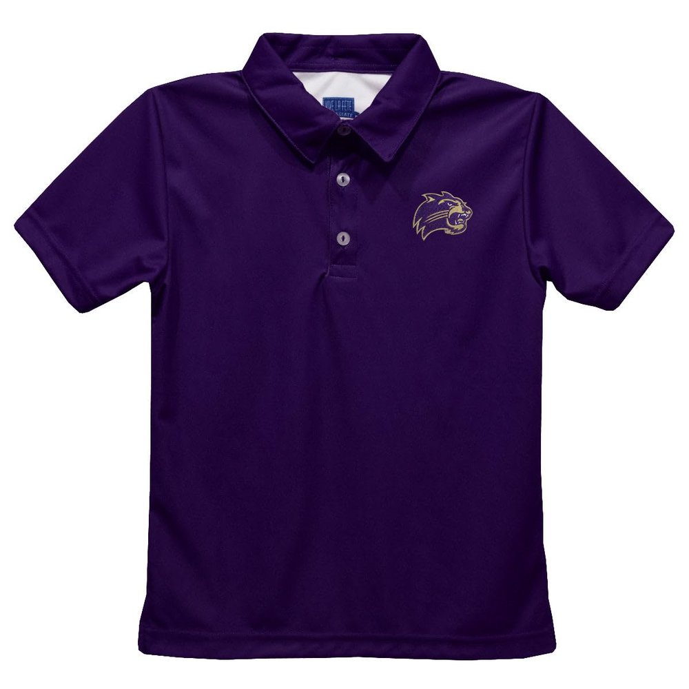 Western Carolina University Polo Shirts for Boys 100% Polyester - Embroidered Purple Short Sleeve Polo Boys Shirt
