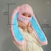Thickened Crochet Knit Balaclava Hat for Women Girls, Funny Long Bunny Ears Beanie Hat with Scarf Mask Thermal Headwear (Pink Blue Rabbit Ears) view 4