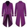 Men's Steampunk Vintage Tailcoat Jacket Gothic Medieval Victorian Frock Button Down Swallow Coat Uniform Halloween Costume Long Tuxedo Fancy Dress Up Cosplay King Knight Photo shoot Clothes Purple Gold L view 2
