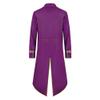 Men's Steampunk Vintage Tailcoat Jacket Gothic Medieval Victorian Frock Button Down Swallow Coat Uniform Halloween Costume Long Tuxedo Fancy Dress Up Cosplay King Knight Photo shoot Clothes Purple Gold L view 3