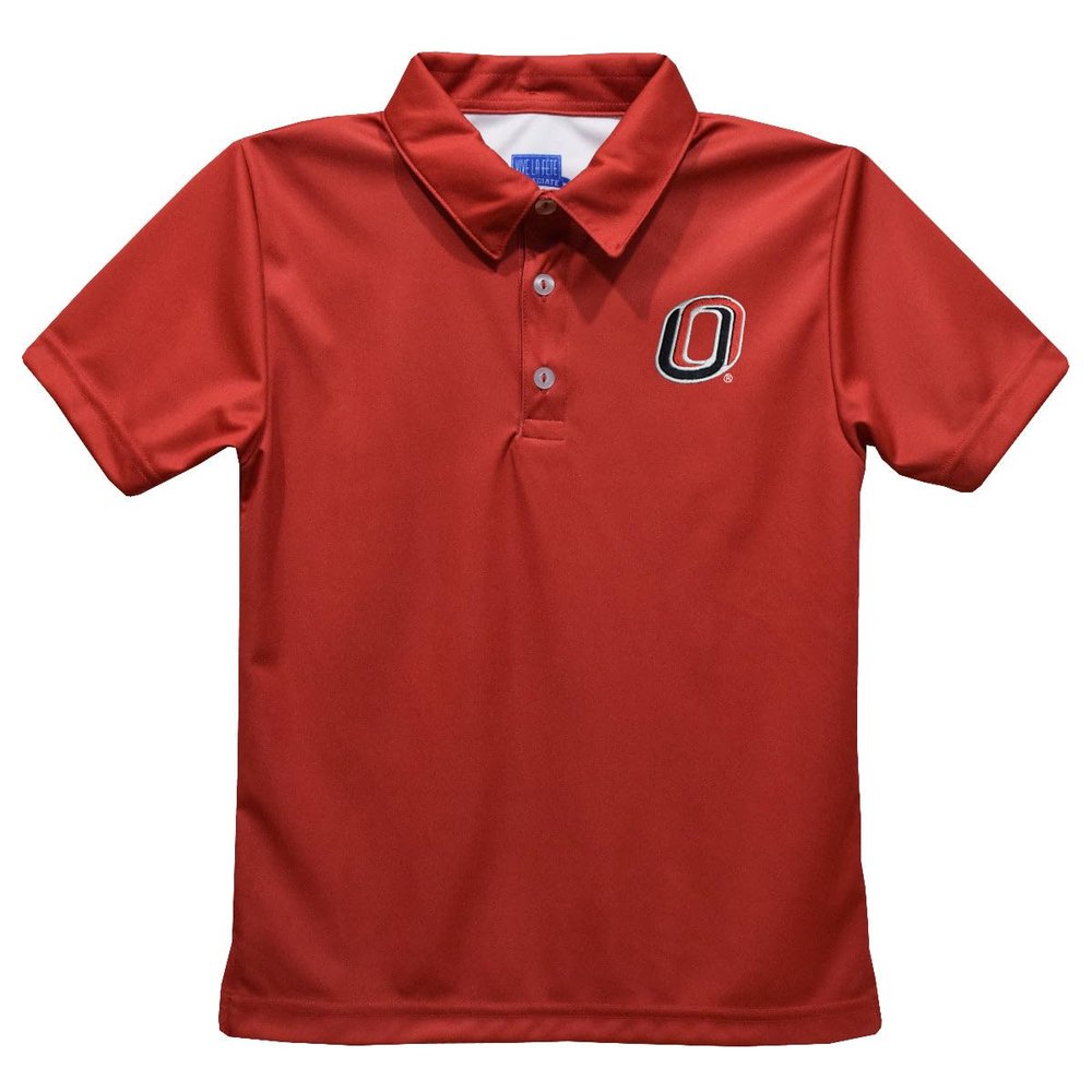 University of Nebraska Omaha Polo Shirts for Boys 100% Polyester - Embroidered Red Short Sleeve Polo Boys Shirt