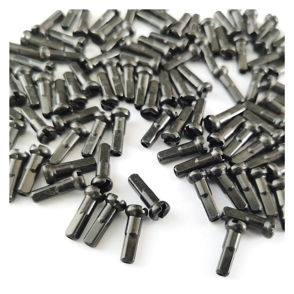 NORAZE Gauge 14 Black Brass Nipples 12mm 14mm 16mm 14G 2.0 Spokes Nipple Bike Wheels Parts Round Head Bicycle Accessory (Color : Black, Size : 14mm 72pcs)