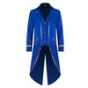 Men's Steampunk Vintage Tailcoat Jacket Gothic Medieval Victorian Frock Button Down Swallow Coat Uniform Halloween Costume Long Tuxedo Fancy Dress Up Cosplay King Knight Photo shoot Clothes Royal Blue & gold 2XL view 1