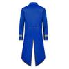 Men's Steampunk Vintage Tailcoat Jacket Gothic Medieval Victorian Frock Button Down Swallow Coat Uniform Halloween Costume Long Tuxedo Fancy Dress Up Cosplay King Knight Photo shoot Clothes Royal Blue & gold 2XL view 2