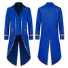 Men's Steampunk Vintage Tailcoat Jacket Gothic Medieval Victorian Frock Button Down Swallow Coat Uniform Halloween Costume Long Tuxedo Fancy Dress Up Cosplay King Knight Photo shoot Clothes Royal Blue & gold 2XL view 3