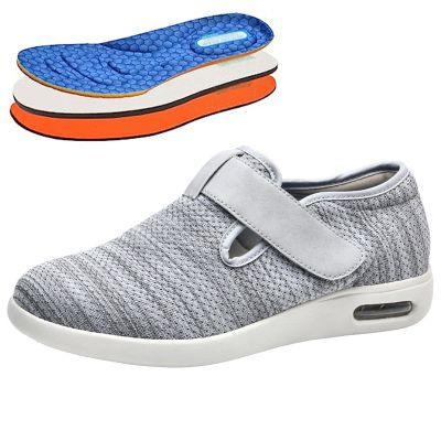 bumuam Extra Wide Walking Edema Sneakers,Extra Wide Widths Walking Edema Sneakers Adjustable Strap Easy On/Off with 3 Pairs Insoles Replacement Stylish Diabetic Shoes Men 5.5/Women 6.5