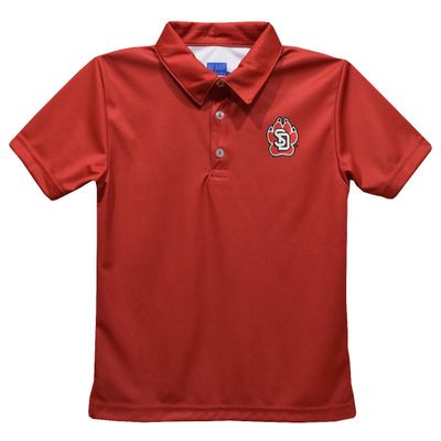 University of South Dakota Polo Shirts for Boys 100% Polyester - Embroidered Red Short Sleeve Polo Boys Shirt