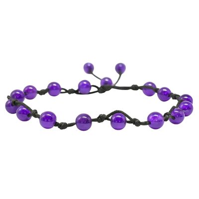 Amazing Gemstone Amethyst Anklet Ankle Bracelets for Women - Waterproof Beaded Healing Crystal Anklets, Plus Size Chakra Gemstone Bead Anklet (Stretchy Adjustable - Hand Knotted)