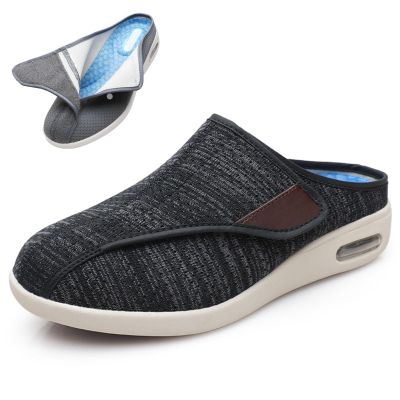 bumuam Women's Men Diabetic Shoes,Adjustable Lightweight Non-Slip Orthopedic Walking Slippers for Elderly Hammertoe Arthritis Swollen Feet Men 10/Women 10.5