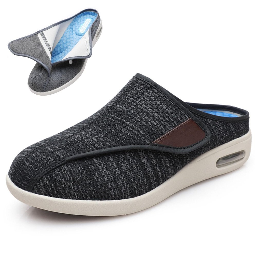 bumuam Women's Men Diabetic Shoes,Adjustable Lightweight Non-Slip Orthopedic Walking Slippers for Elderly Hammertoe Arthritis Swollen Feet Men 10/Women 10.5