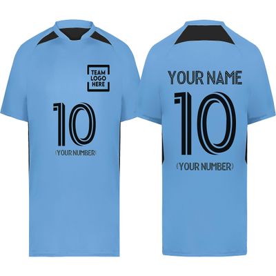 Custom Soccer Jersey with Name Number Team Logo Personalized Soccer Shirt for Adult Columbia Blue Small