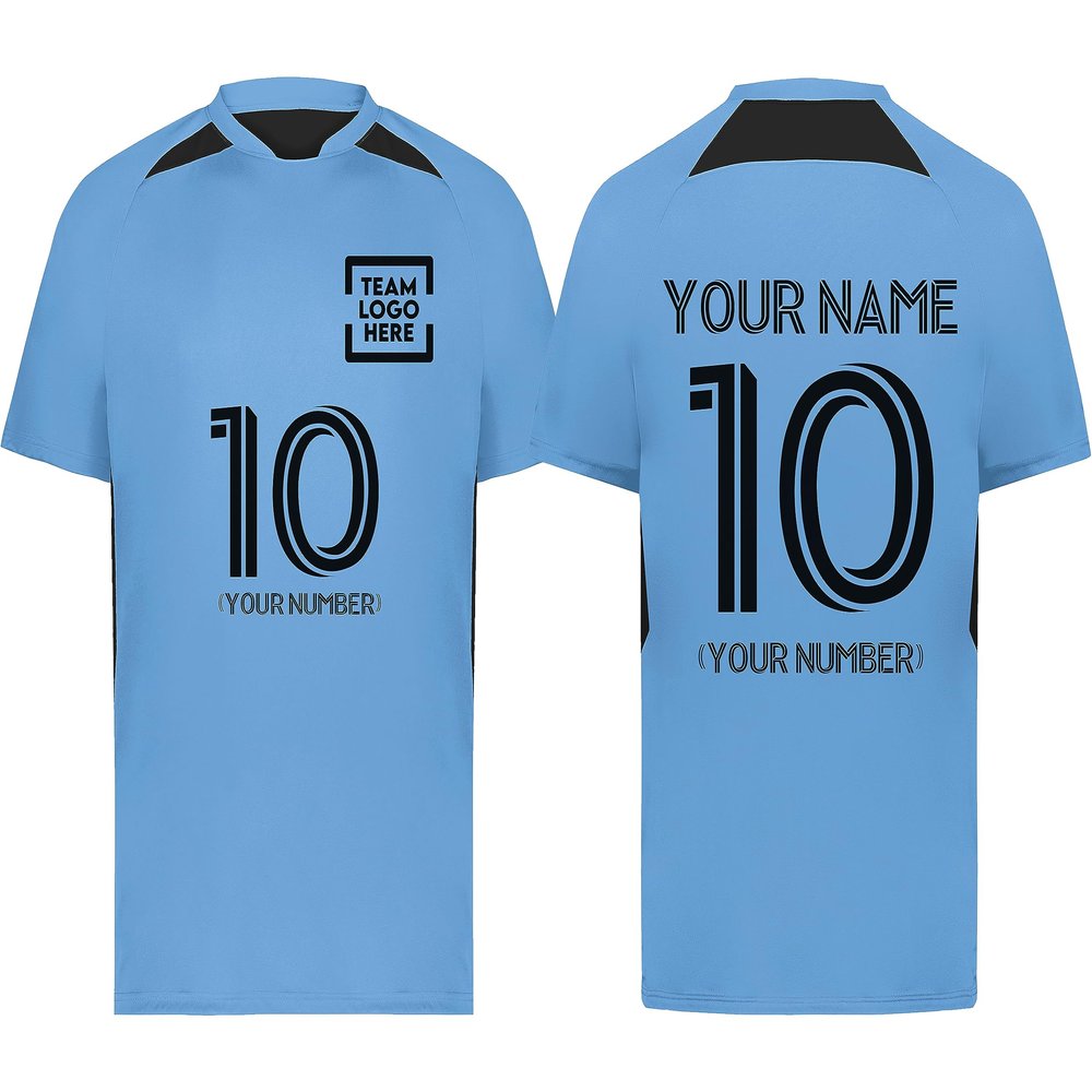 Custom Soccer Jersey with Name Number Team Logo Personalized Soccer Shirt for Adult Columbia Blue Small
