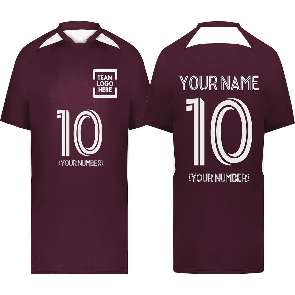 Custom Soccer Jersey with Name Number Team Logo Personalized Soccer Shirt for Adult Maroon 3X-Large
