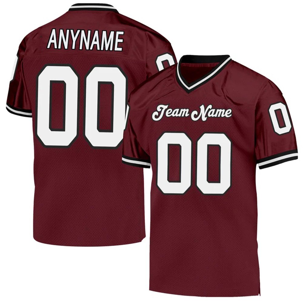 Custom Football Jersey Customized Team Name Number Practice Jerseys Personalized Football Shirt for Men Women Youth Burgundy,White,Black