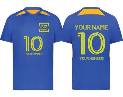 Custom Soccer Jersey with Name Number Team Logo Personalized Soccer Shirt for Adult Royal Gold Medium
