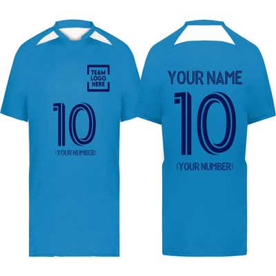 Custom Soccer Jersey with Name Number Team Logo Personalized Soccer Shirt for Adult Blue 3X-Large
