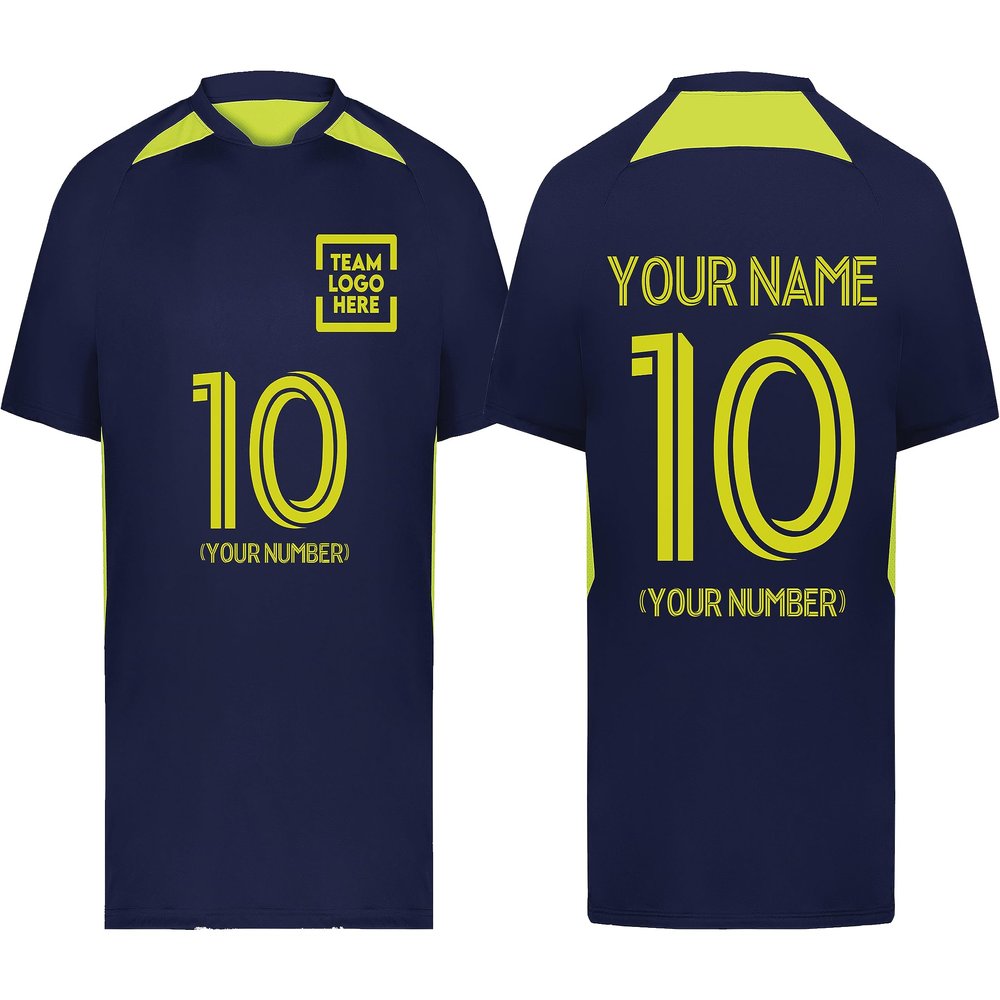 Custom Soccer Jersey with Name Number Team Logo Personalized Soccer Shirt for Adult Navy Lime Small