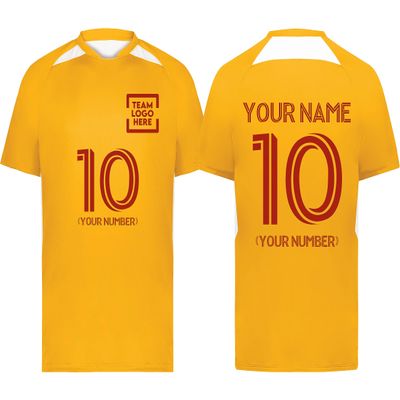 Custom Soccer Jersey with Name Number Team Logo Personalized Soccer Shirt for Adult Gold Medium