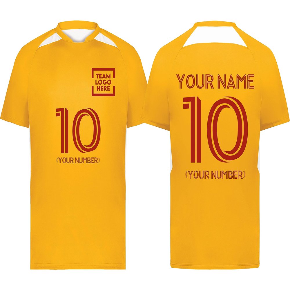Custom Soccer Jersey with Name Number Team Logo Personalized Soccer Shirt for Adult Gold Medium