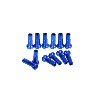 NORAZE 12pcs Bicycle Nipples 14G 2.0 14mm 2.0mm Aluminum Alloy Spokes Black Red Blue Gold Green Purple Nipple (Color : Blue 12pcs, Size : 14mm)