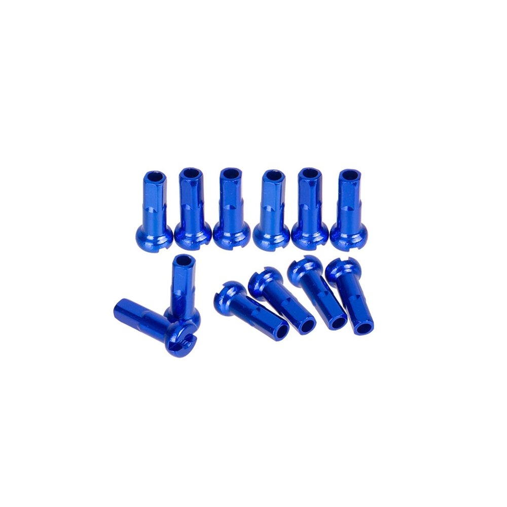 NORAZE 12pcs Bicycle Nipples 14G 2.0 14mm 2.0mm Aluminum Alloy Spokes Black Red Blue Gold Green Purple Nipple (Color : Blue 12pcs, Size : 14mm)