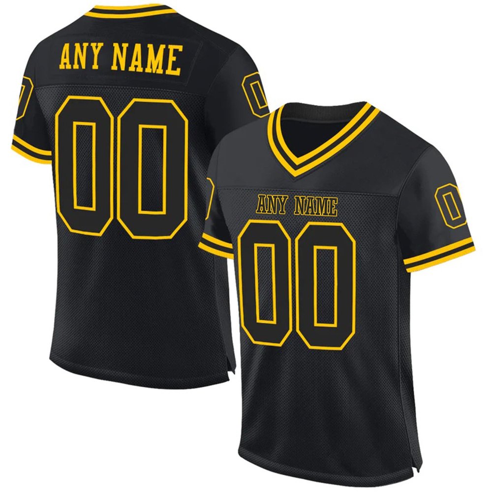 Custom Football Jersey Customized Team Name Number Practice Jerseys Personalized Football Shirt for Men Women Youth Black,Gold