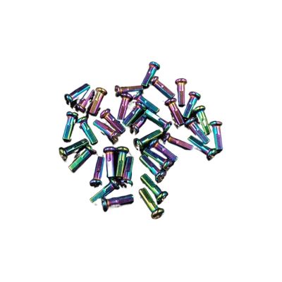 NORAZE Bicycle Nipples Rainbow Round Head Brass 14G 2.0 14mm Road Bike Spoke Nipples Rim Parts (Color : Rainbow, Size : 50PCS_14MM)