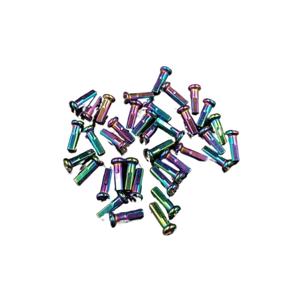 NORAZE Bicycle Nipples Rainbow Round Head Brass 14G 2.0 14mm Road Bike Spoke Nipples Rim Parts (Color : Rainbow, Size : 50PCS_14MM)