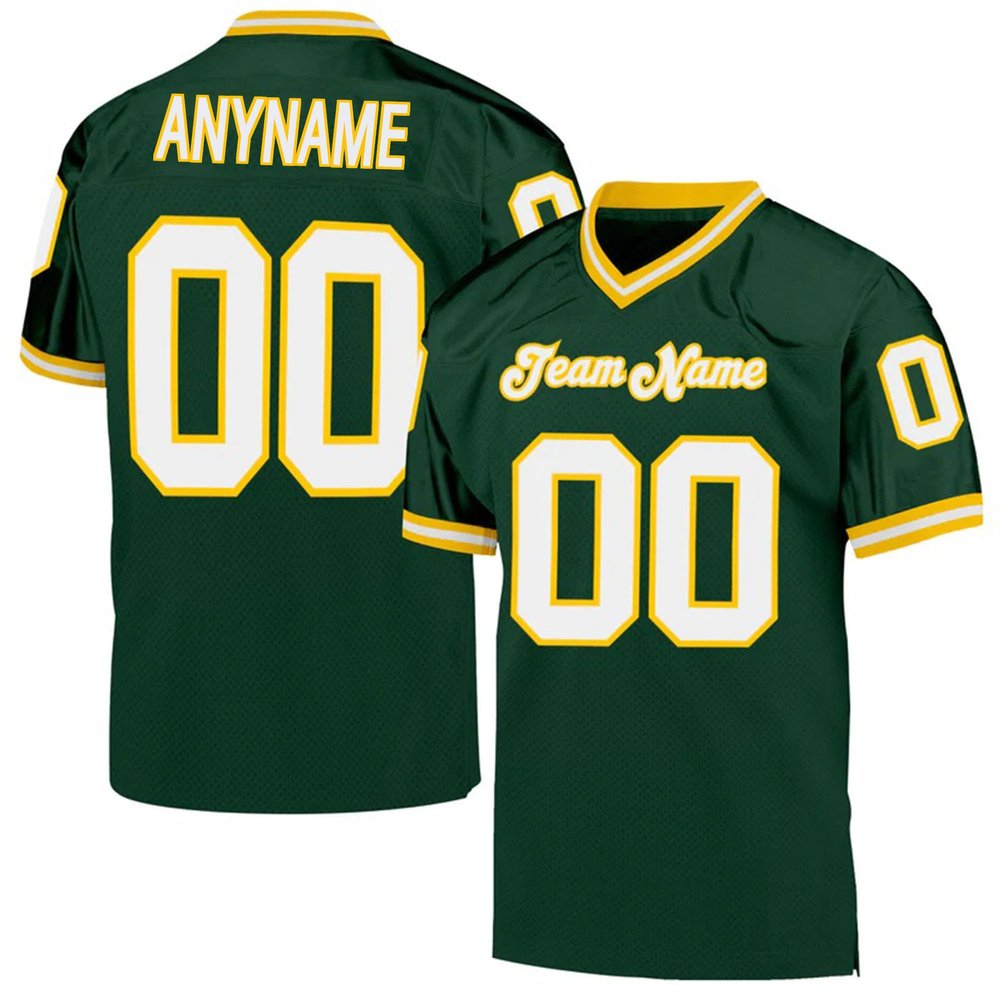 Custom Football Jersey Customized Team Name Number Practice Jerseys Personalized Football Shirt for Men Women Youth Green,White,Gold