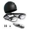 Swimming Accessories with Earplugs, Electroplated uv Conservation Swim for hat Goggles Set, Nose Clip, and Case view 1