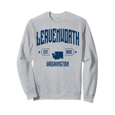 Leavenworth Washington WA Vintage Sport Navy Athletic Sweatshirt