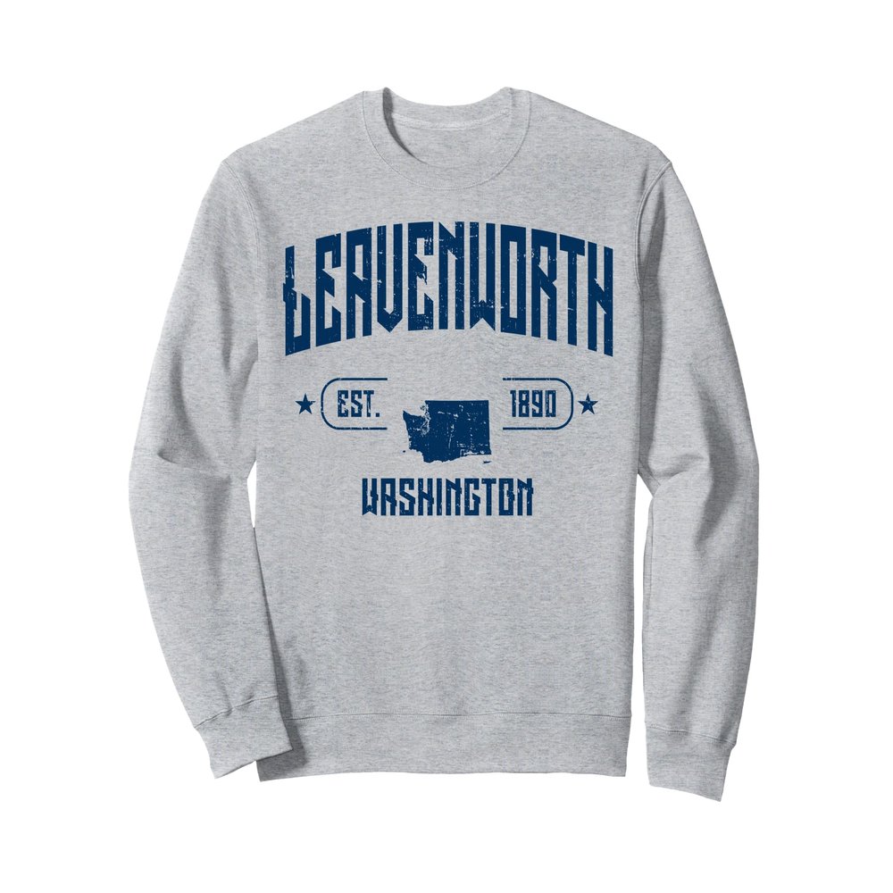 Leavenworth Washington WA Vintage Sport Navy Athletic Sweatshirt