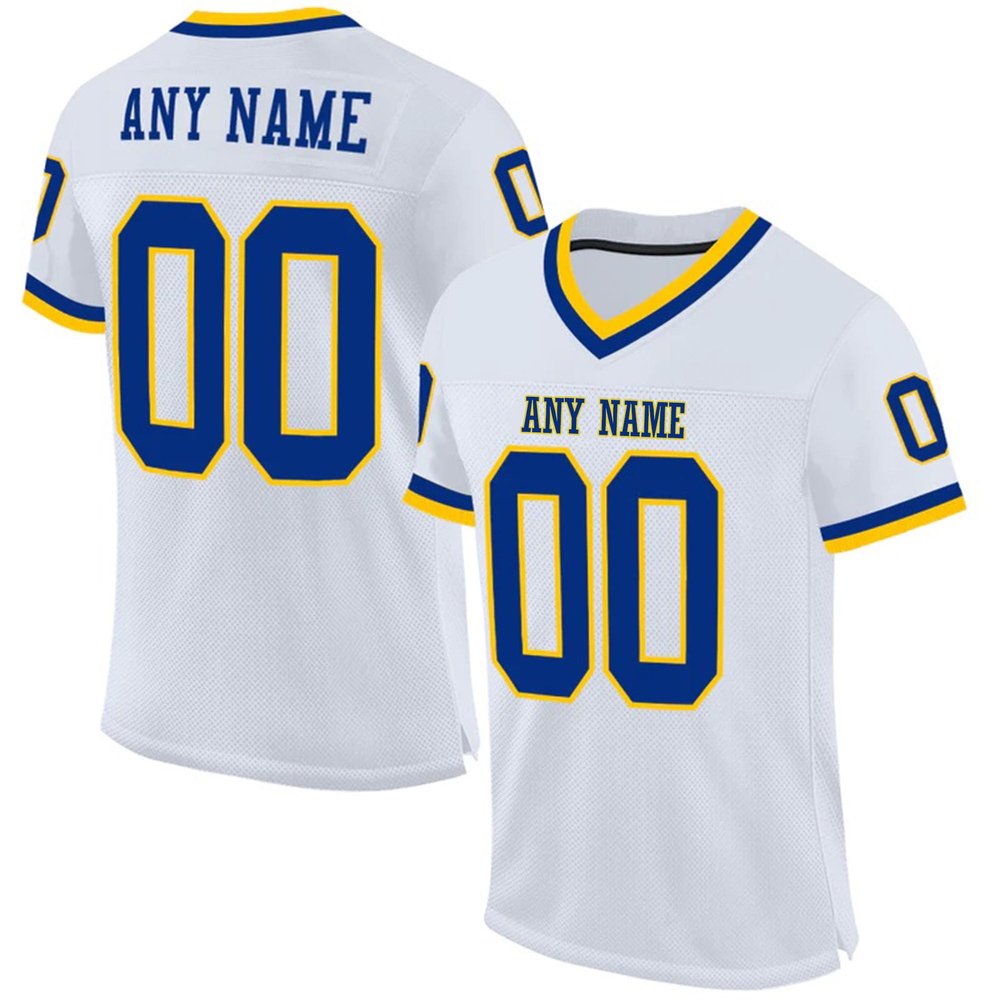 Custom Football Jersey Customized Team Name Number Practice Jerseys Personalized Football Shirt for Men Women Youth White,Blue,Gold