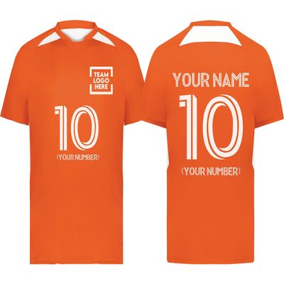 Custom Soccer Jersey with Name Number Team Logo Personalized Soccer Shirt for Adult Orange Medium