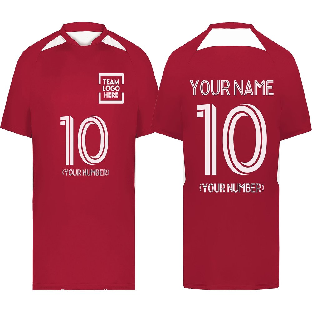 Custom Soccer Jersey with Name Number Team Logo Personalized Soccer Shirts for Youth Scarlet Large