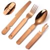 A  HOUSEWARE Camping Silverware Copper/Rose Gold Flatware Stainless Steel Eating Utensils Set Travel Portable Knife Fork Spoon Bottle Opener 4 Pieces Multi-functional Durable view 1
