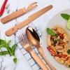 A  HOUSEWARE Camping Silverware Copper/Rose Gold Flatware Stainless Steel Eating Utensils Set Travel Portable Knife Fork Spoon Bottle Opener 4 Pieces Multi-functional Durable view 3